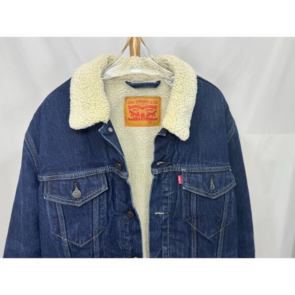 Levi’s Sherpa Denim Jacket L | Cozy Fall Layering Retro 90s Vibe - Picture 2 of 12